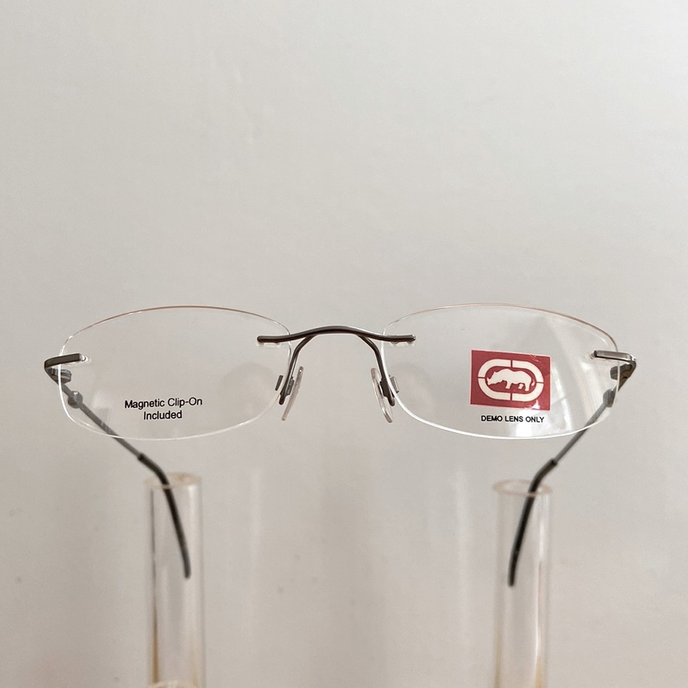 Marc Ecko mens rimless eyeglass frames - gun metal w/sun clip